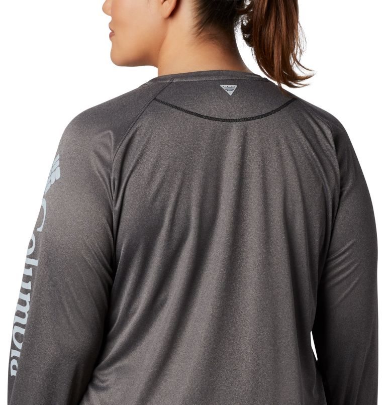 Women's Columbia PFG Tidal Tee Heather Long Sleeve Sweatshirts Dark Grey | Plus Size CA-X4A08